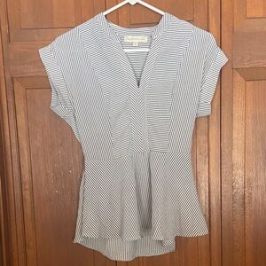 Monteau Los Angeles Striped blue/grey and white fit and flare Blouse